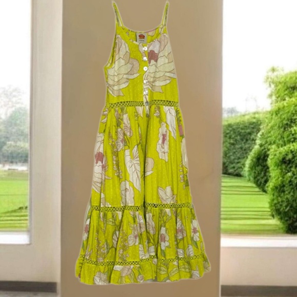 Farm Rio Neon Garden Cotton Midi Flare Vibrant Tropical - Picture 2 of 12